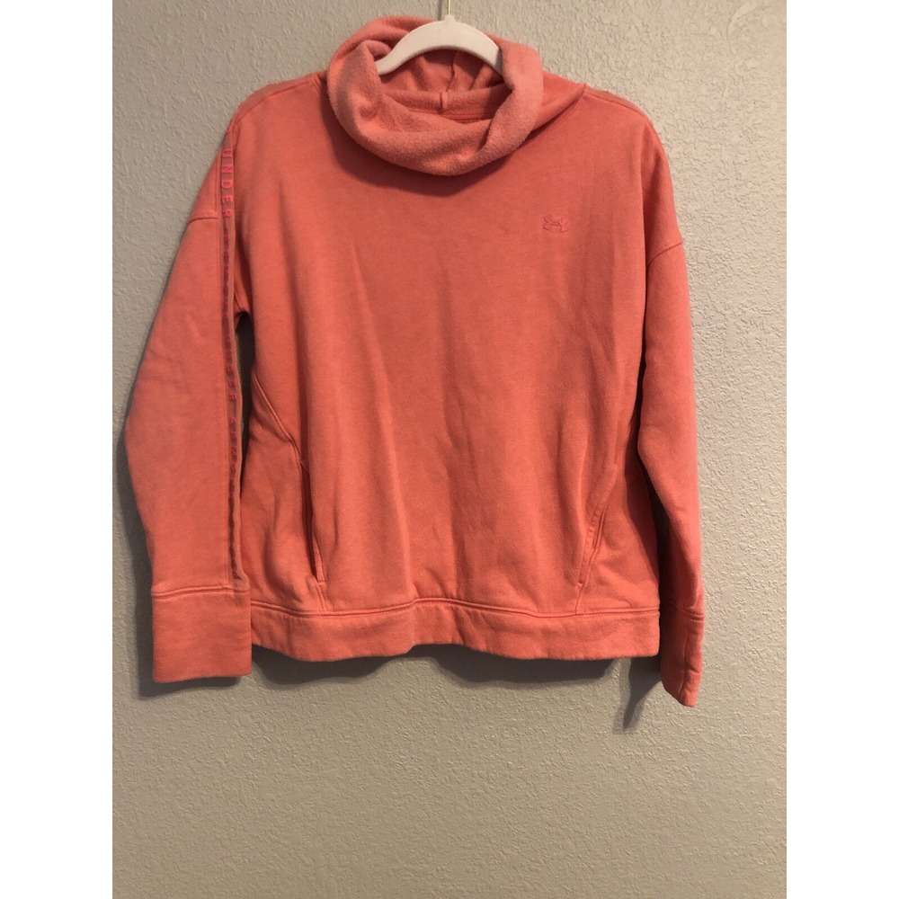 Under Armour Womens Sweatshirt Medium Pink Cowl Neck Loose Fit‎ Mesh Sleeve